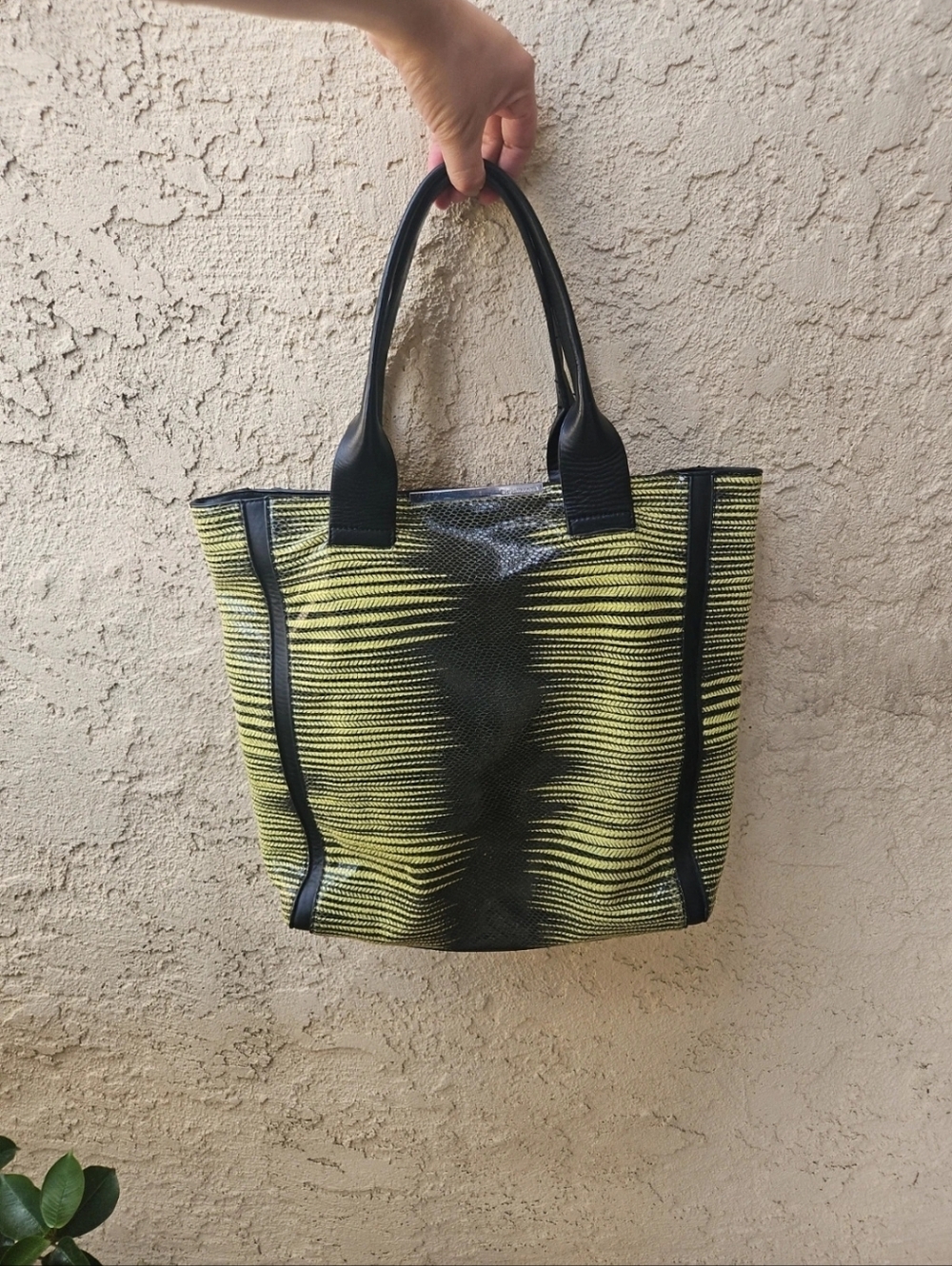 BCBGMAXAZRIA Faux Snake Skin Tote